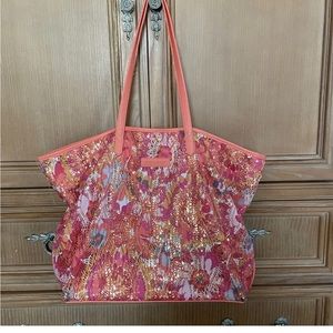 vera bradley Orange Shimmer Gold beach tote